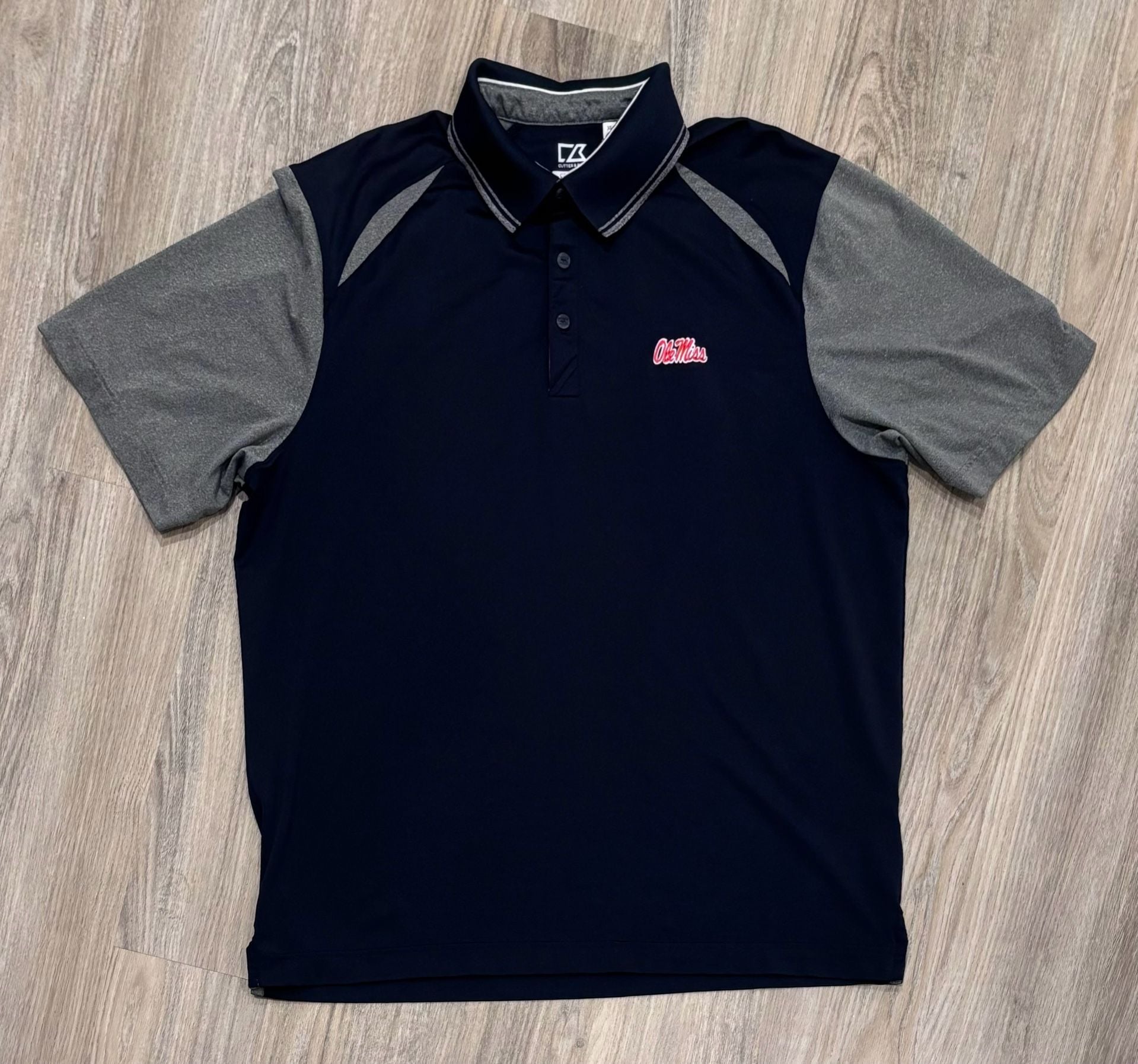 Cutter & Buck Ole Miss Rebels Polo Shirt XL Navy Gray 2