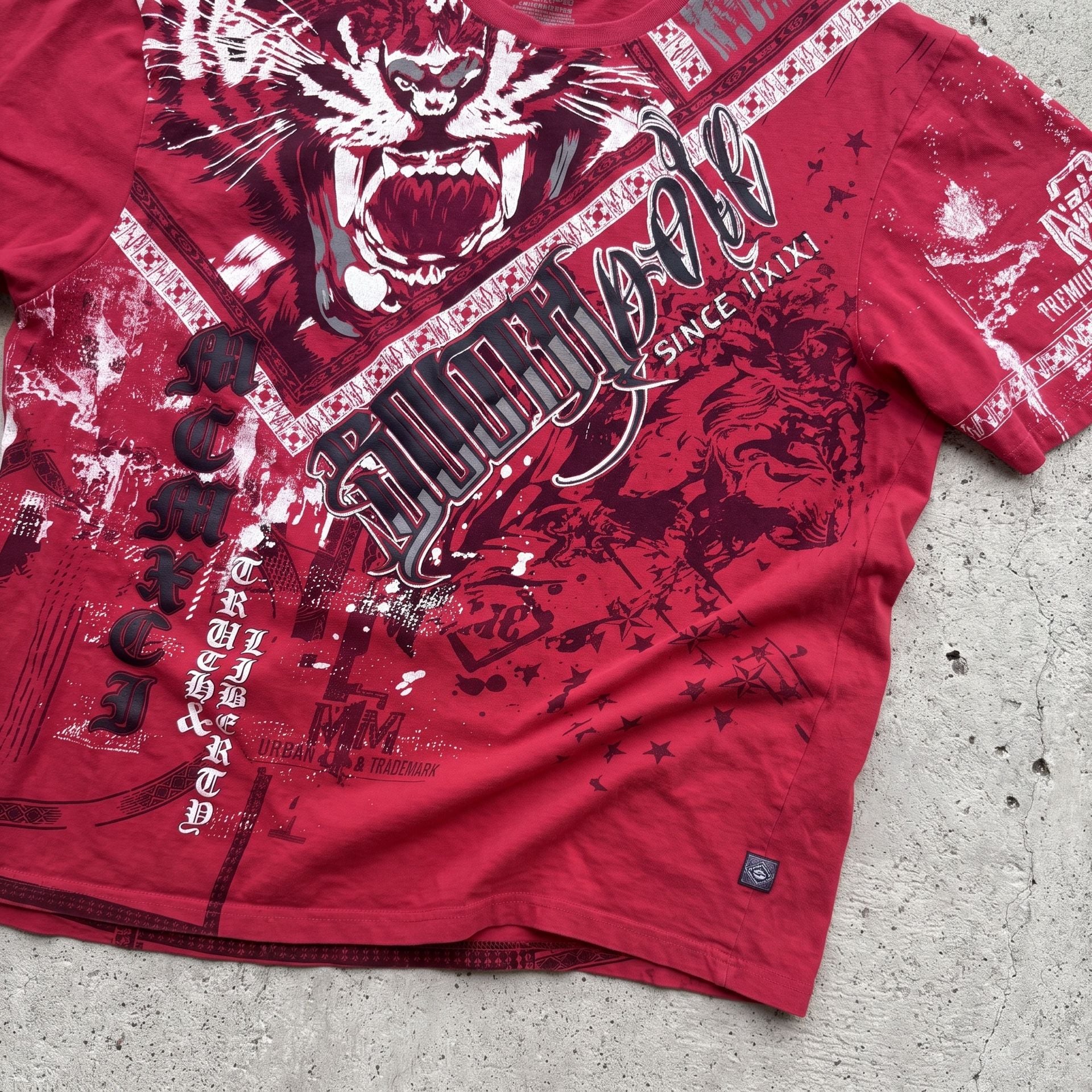 Southpole Graphic T-Shirt Size XL Red Tiger Y2K Grunge 3