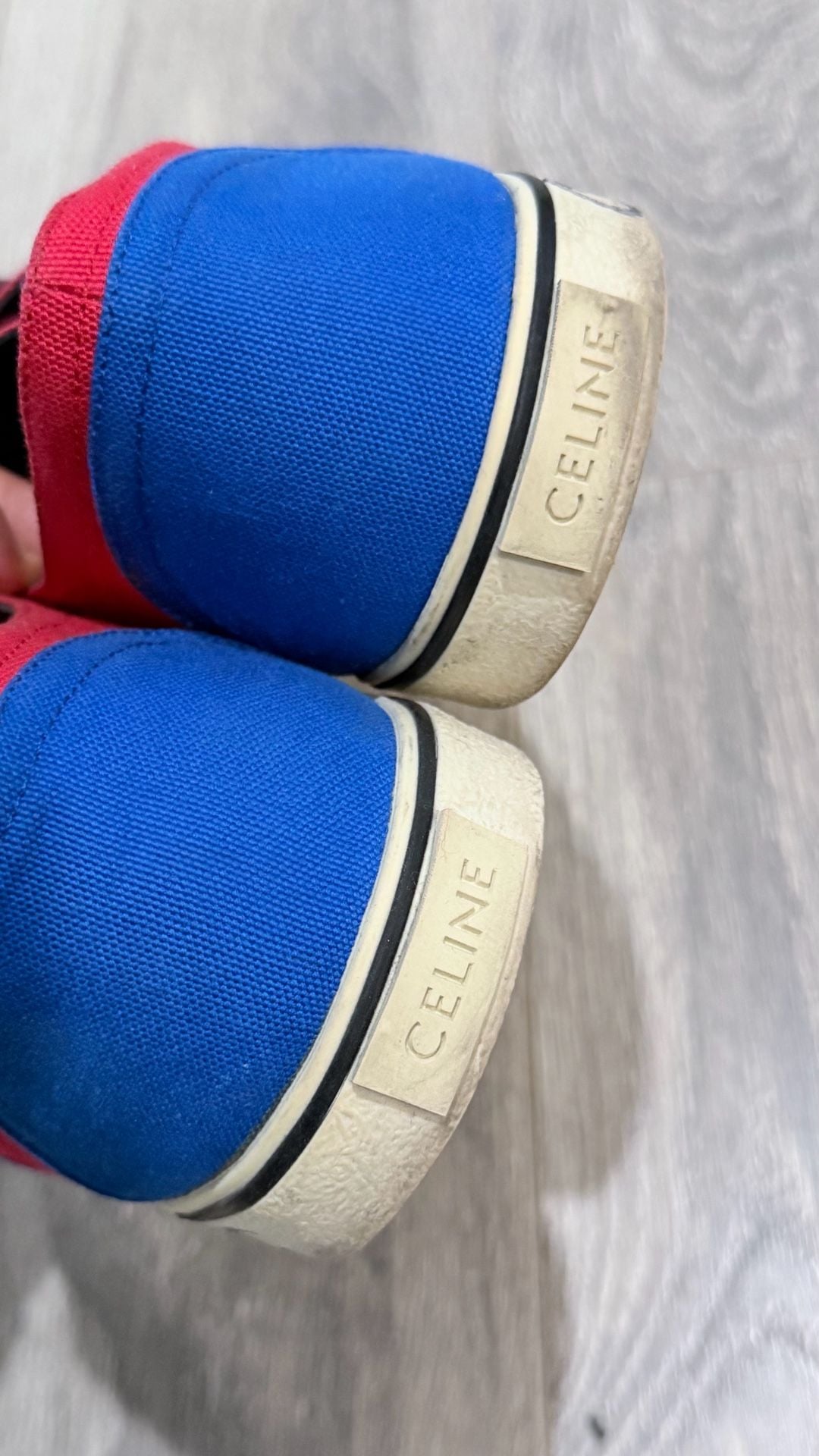 Celine Blue Red Cloth Trainers Size 43 EU 4