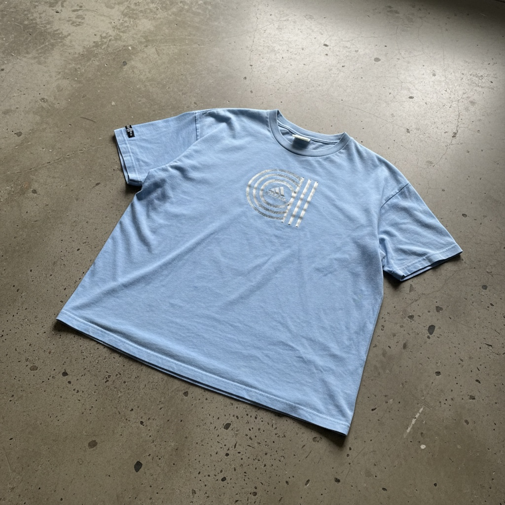 Adidas Graphic T-Shirt Size 2XL Light Blue Vintage Logo Tee 3