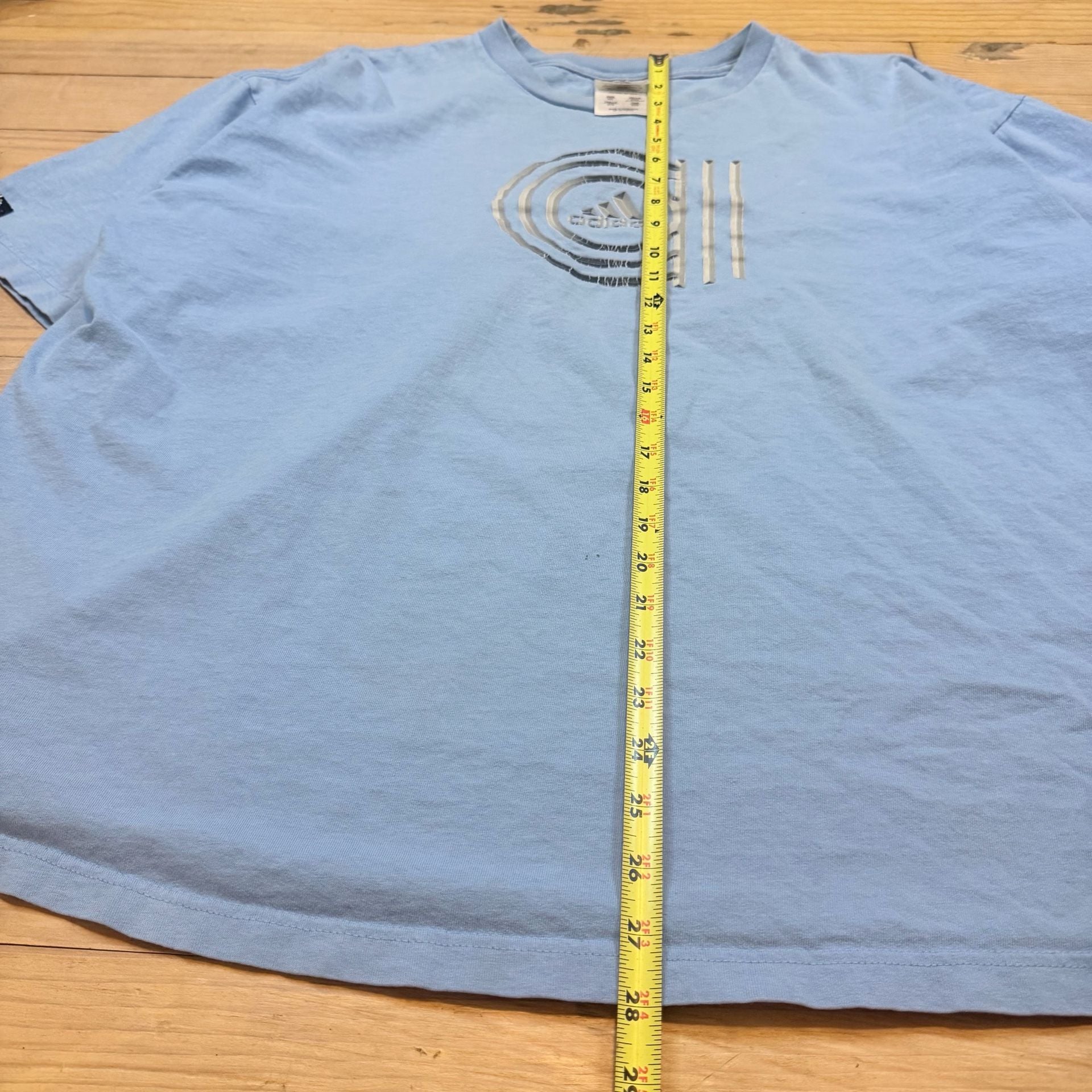 Adidas Graphic T-Shirt Size 2XL Light Blue Vintage Logo Tee 6