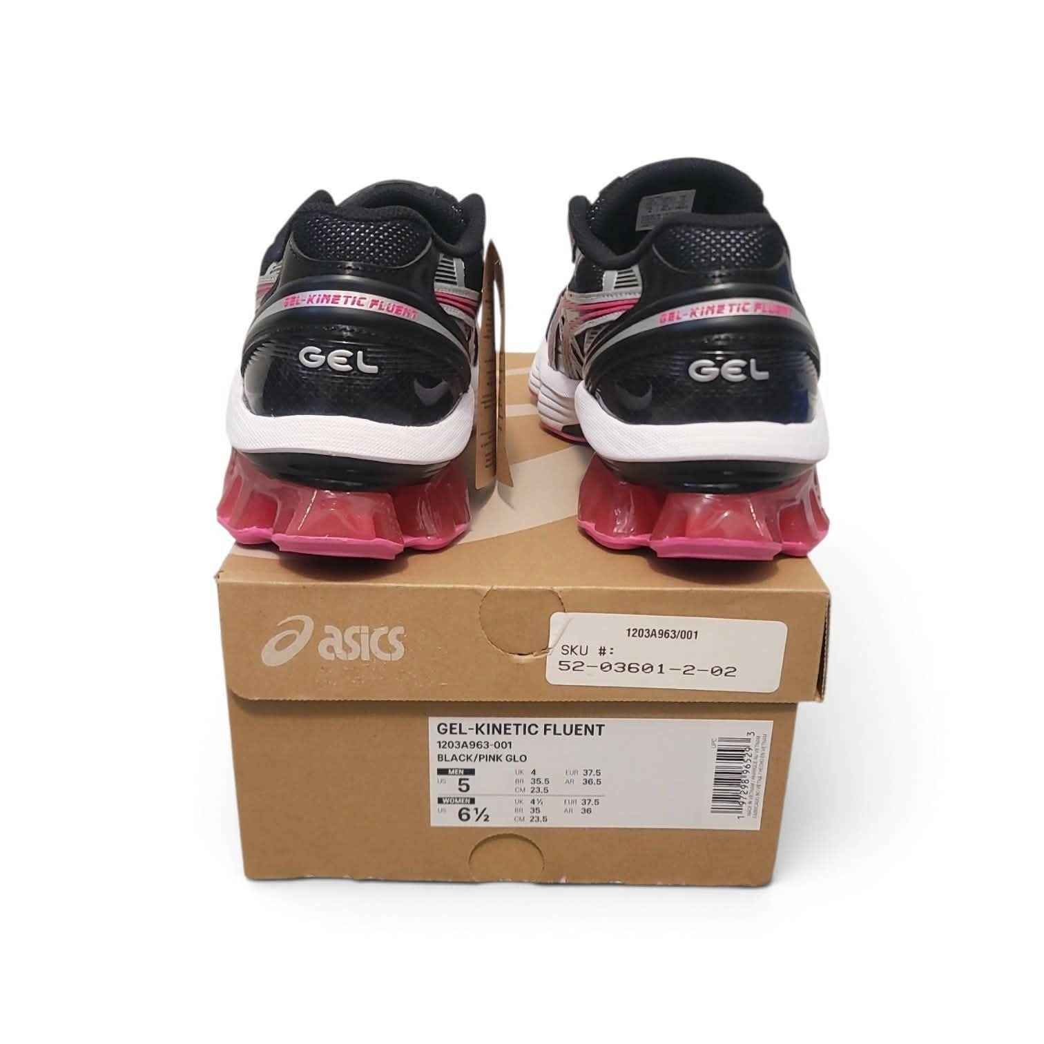 New Asics Gel Kinetic Fluent Black Pink Glo Size 6.5 Women’s 5 Mens Running 3