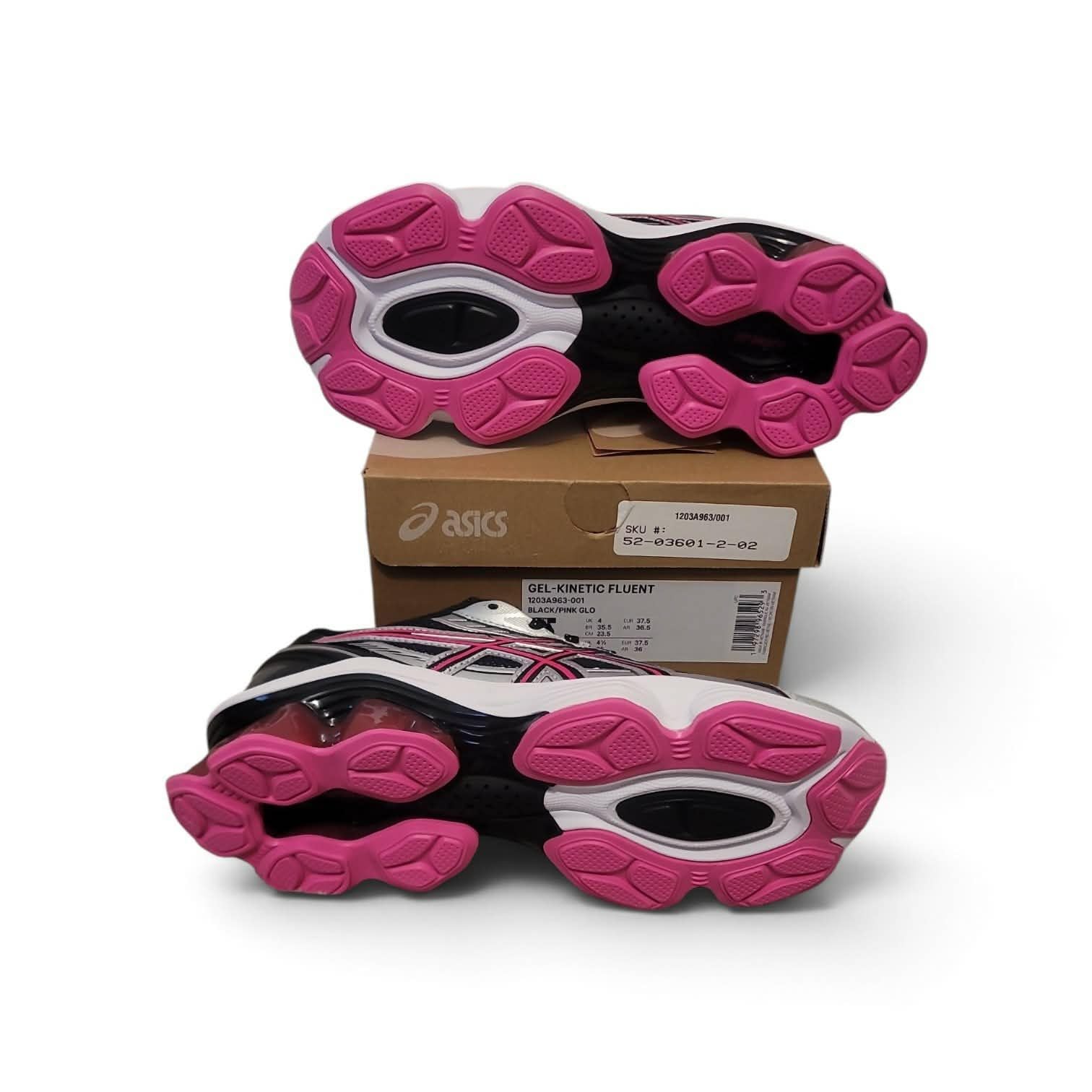 New Asics Gel Kinetic Fluent Black Pink Glo Size 6.5 Women’s 5 Mens Running 6