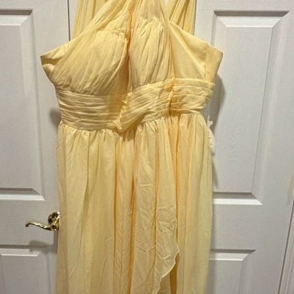 Cross Neck Halter Bridesmaid Maxi Dress Yellow