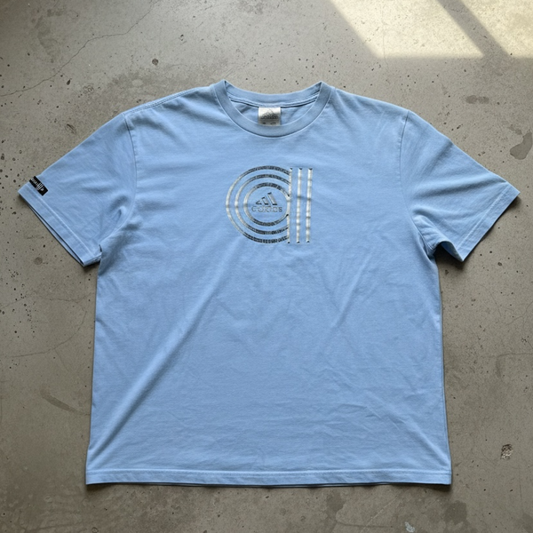 Adidas Graphic T-Shirt Size 2XL Light Blue Vintage Logo Tee