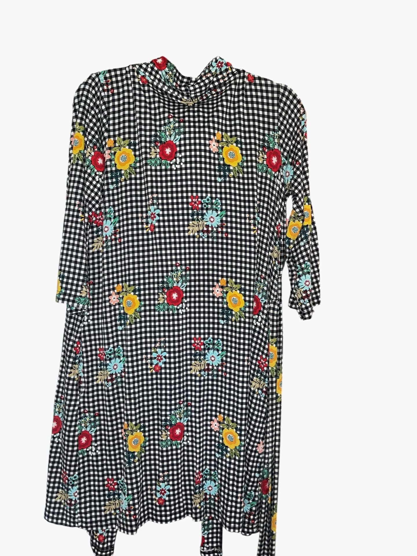 Posh Peanut Chloe Gingham Floral Bamboo Robe M Belted 5