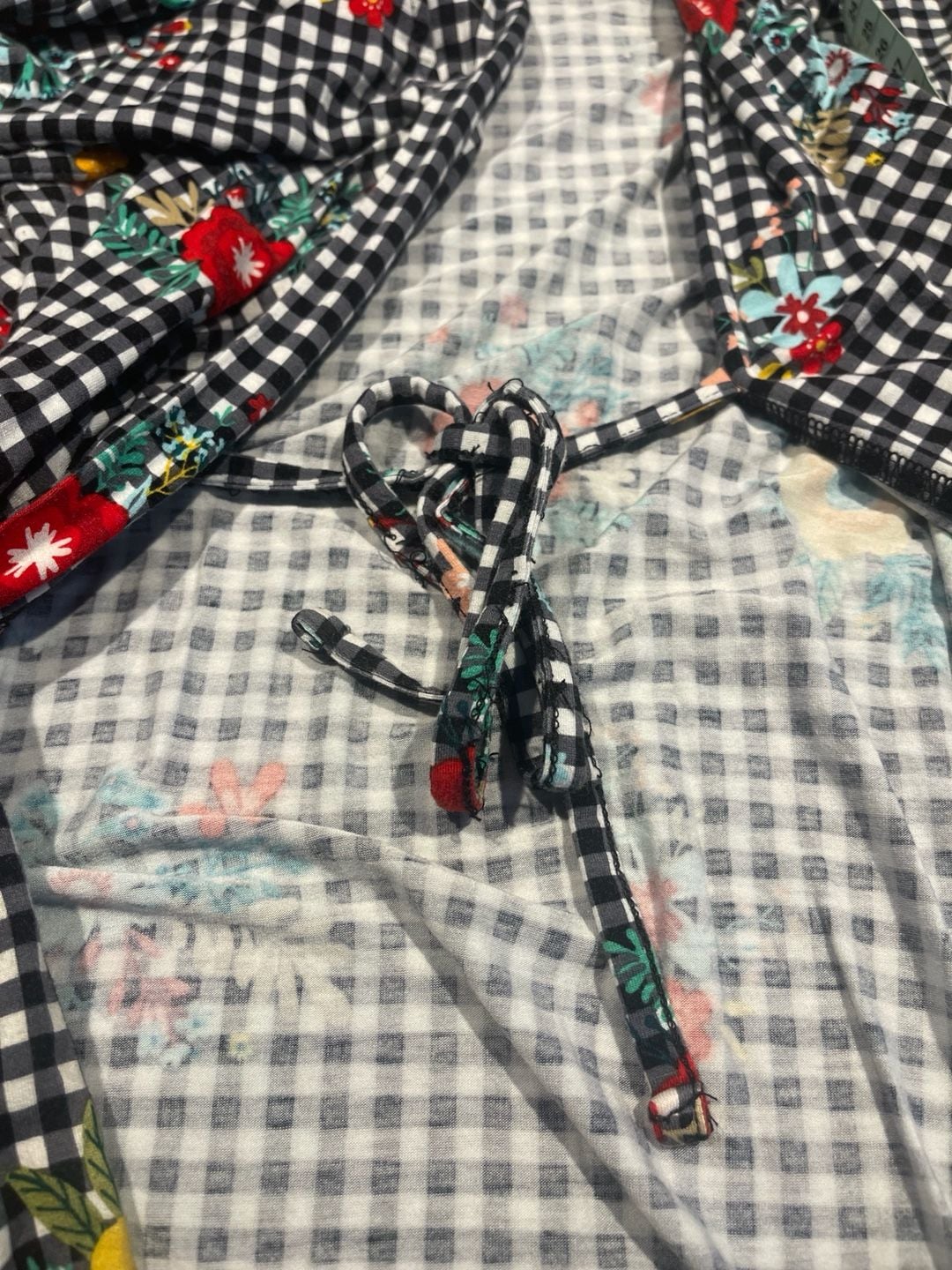 Posh Peanut Chloe Gingham Floral Bamboo Robe M Belted 10