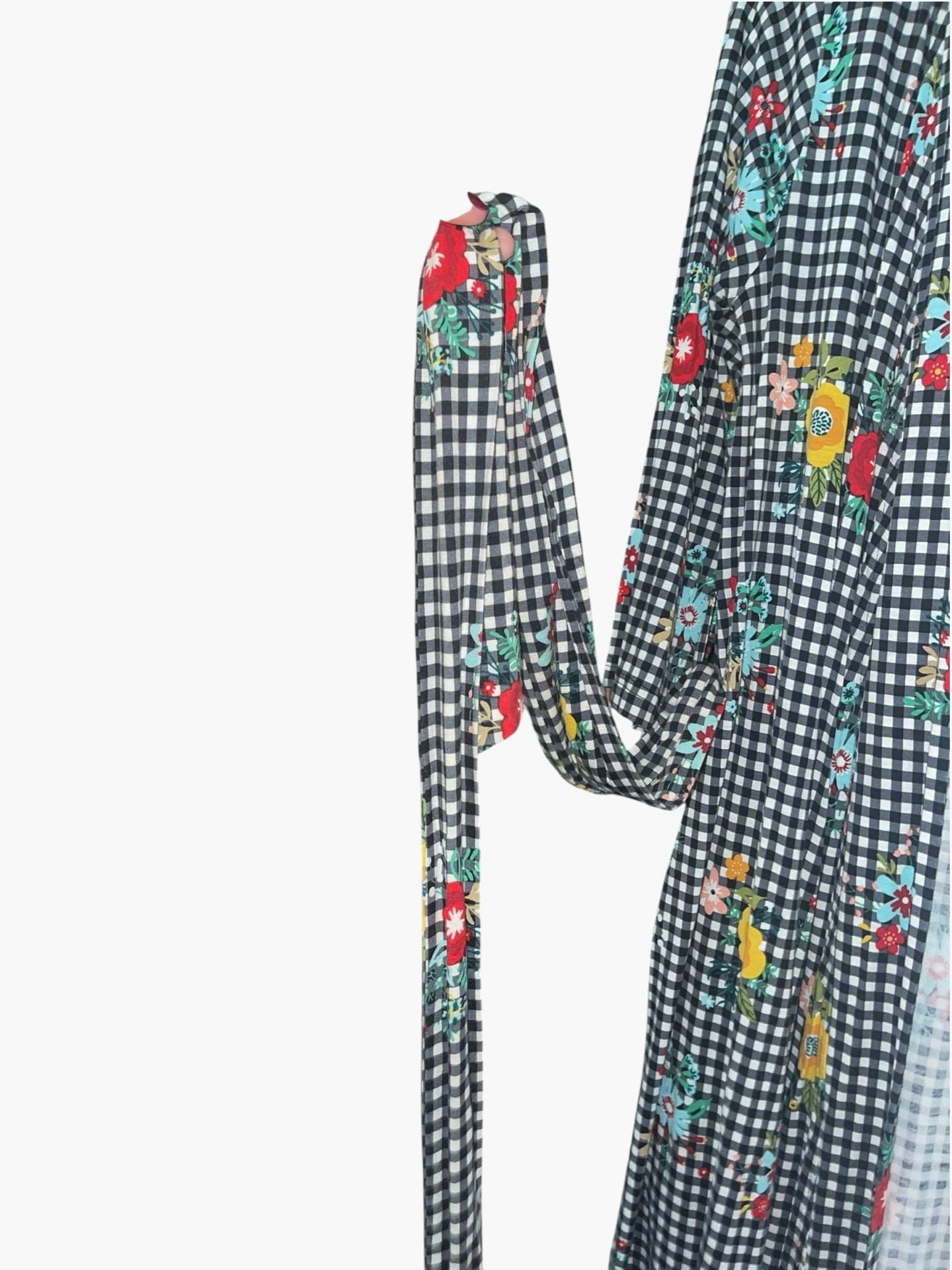 Posh Peanut Chloe Gingham Floral Bamboo Robe M Belted 13