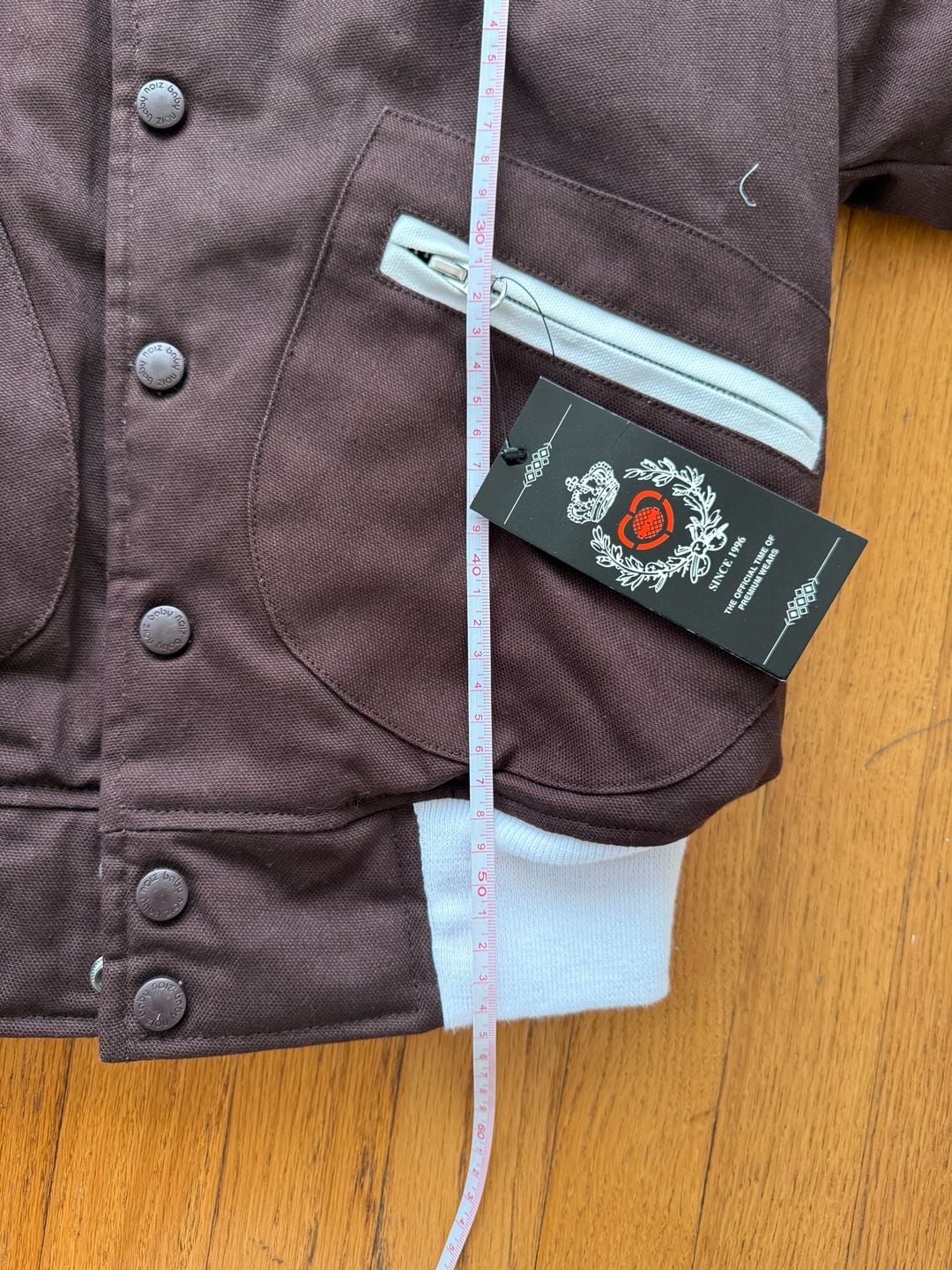 Baby Noiz Brown Moto Racing Jacket Womens M Y2K Number 1 Zip Pockets 6