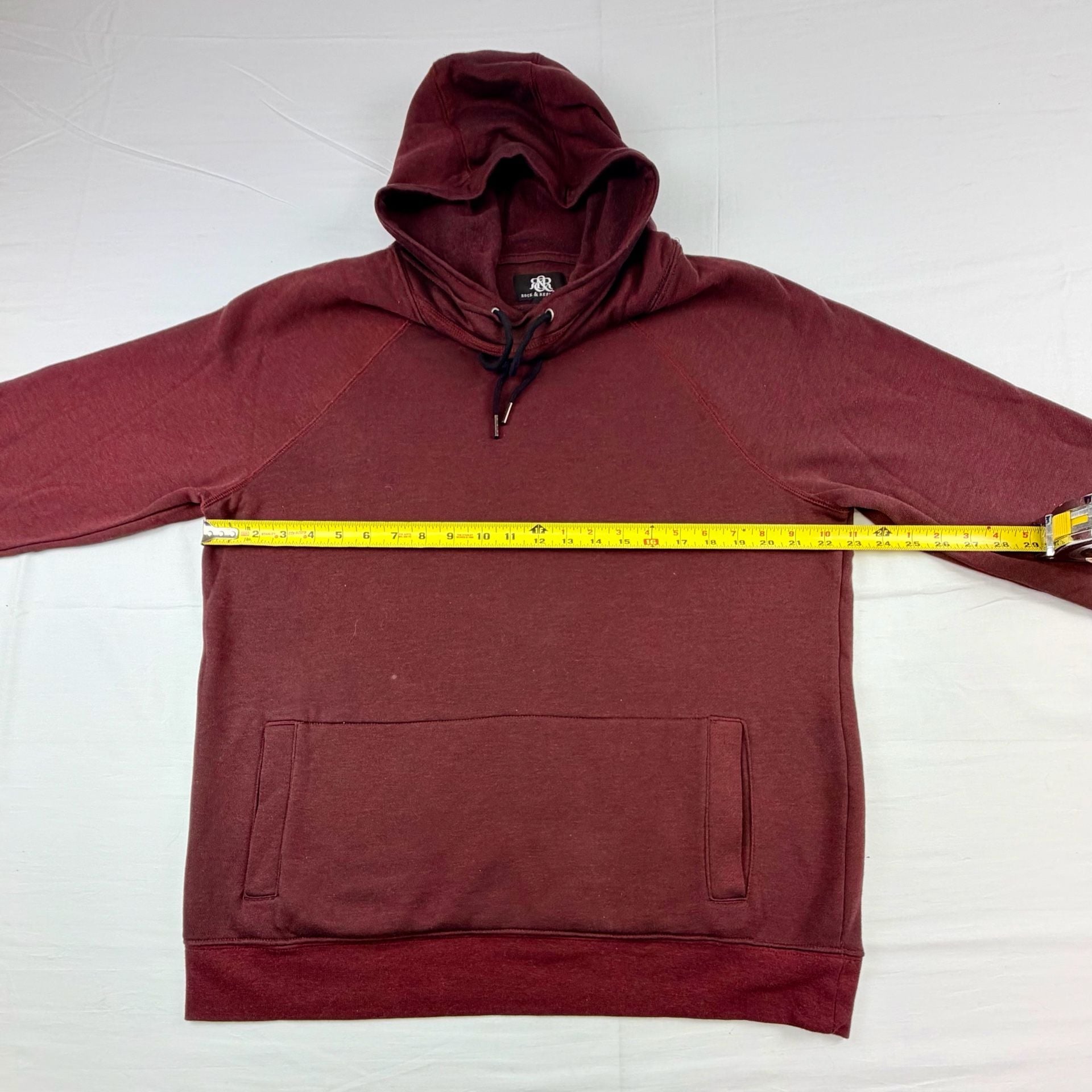 Rock & Republic Hoodie Burgundy Pullover Drawstring Sweatshirt Large 6