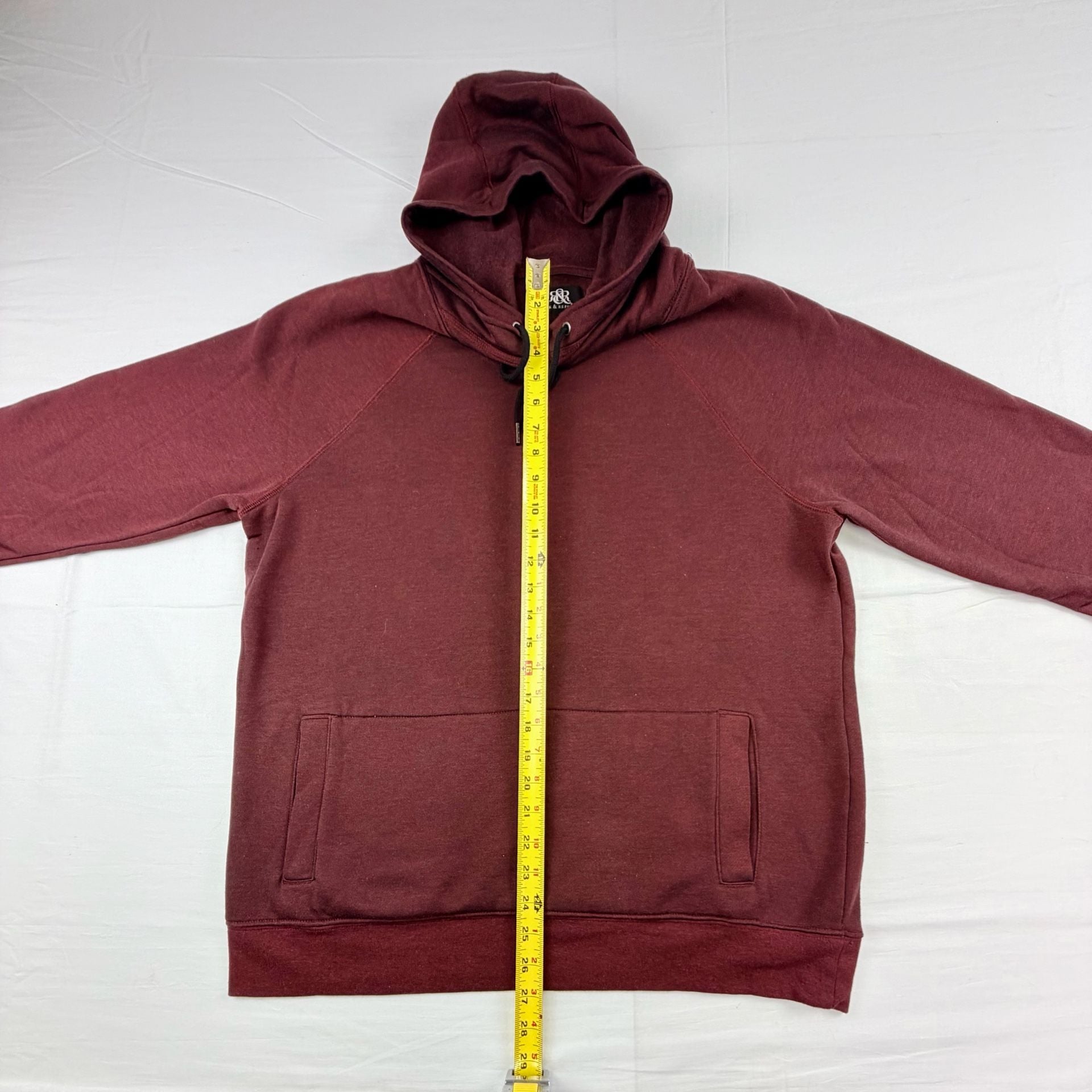 Rock & Republic Hoodie Burgundy Pullover Drawstring Sweatshirt Large 9