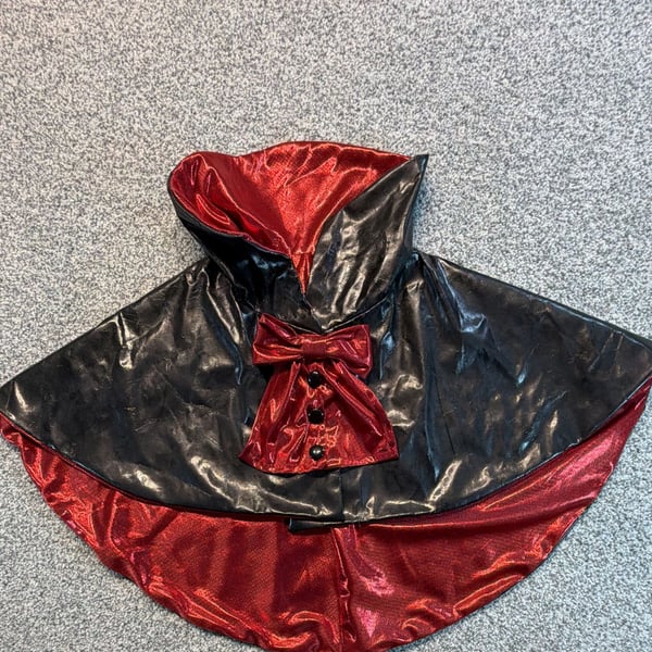 Dog Vampire Capelet Black Red Metallic Costume Accessory