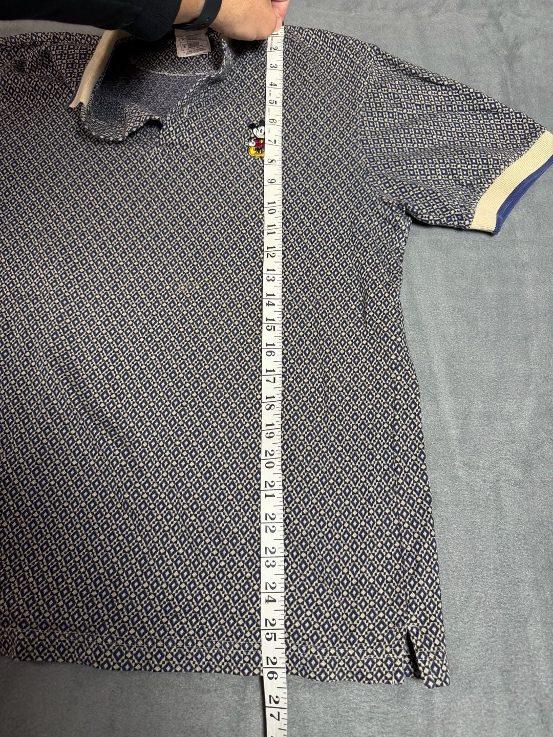 Vintage 90s Disney Store Mickey Mouse Polo Size S Blue Diamond Pattern 8
