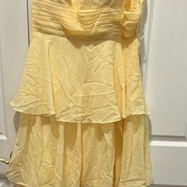 Chiffon Tiered Ruffle Long Formal Evening Dress Yellow