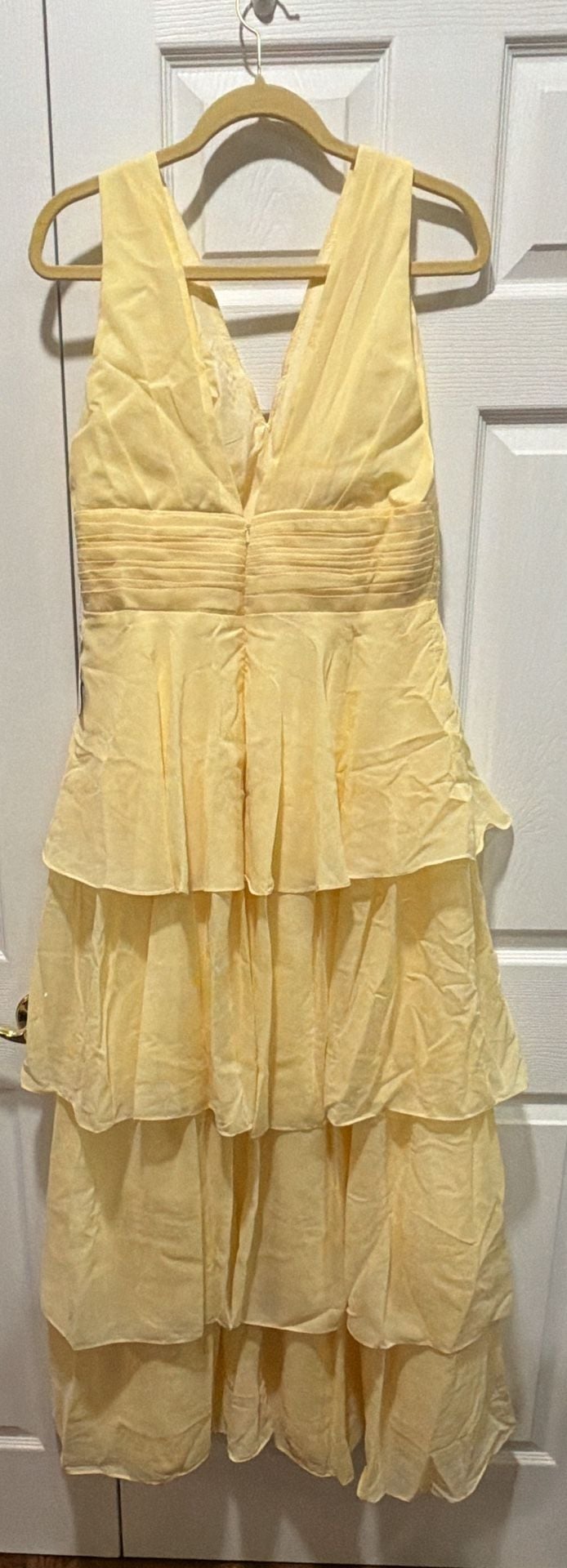 Chiffon Tiered Ruffle Long Formal Evening Dress Yellow 3