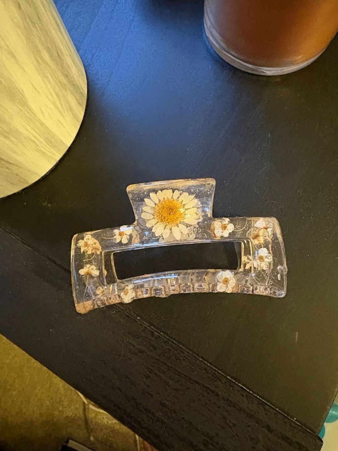 Pressed Flowers Resin Hair Claw Clip Clear Daisy Floral 2