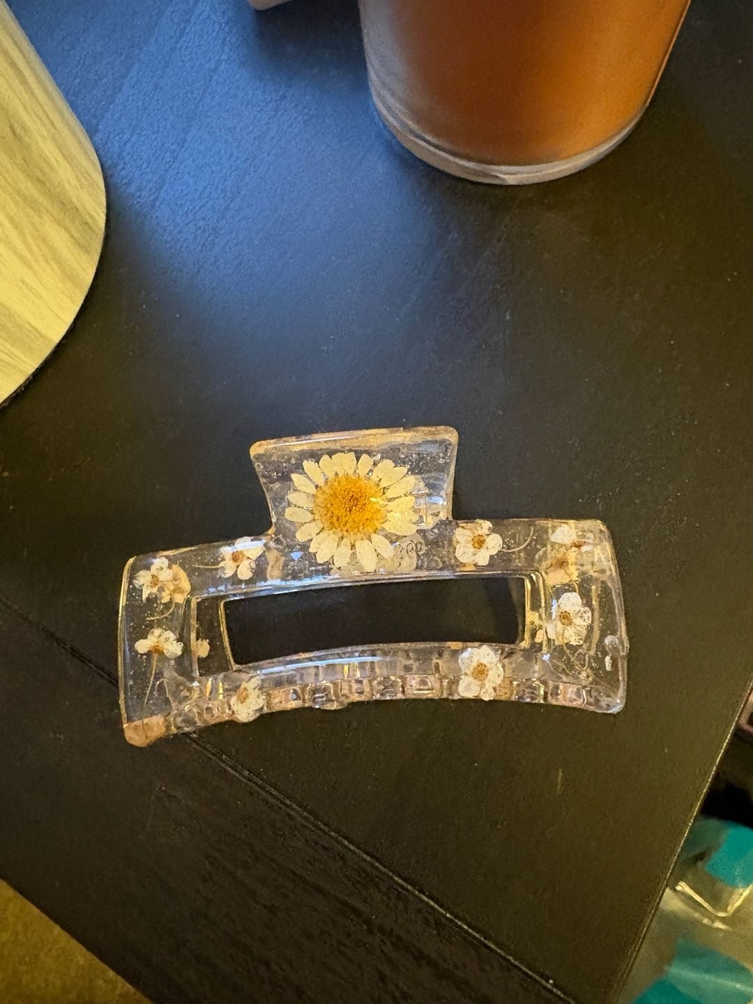 Pressed Flowers Resin Hair Claw Clip Clear Daisy Floral 5