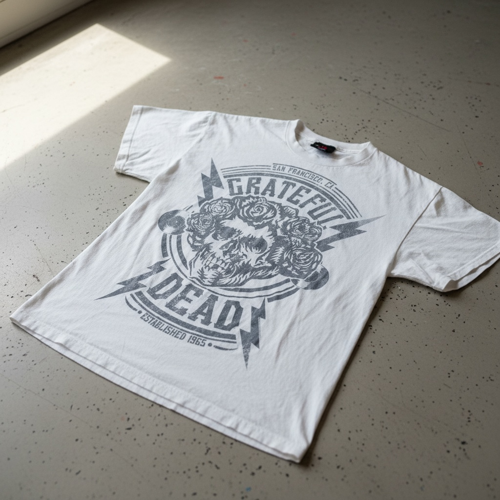 Zion Rootswear Grateful Dead T-Shirt Size L White Skull Roses 3