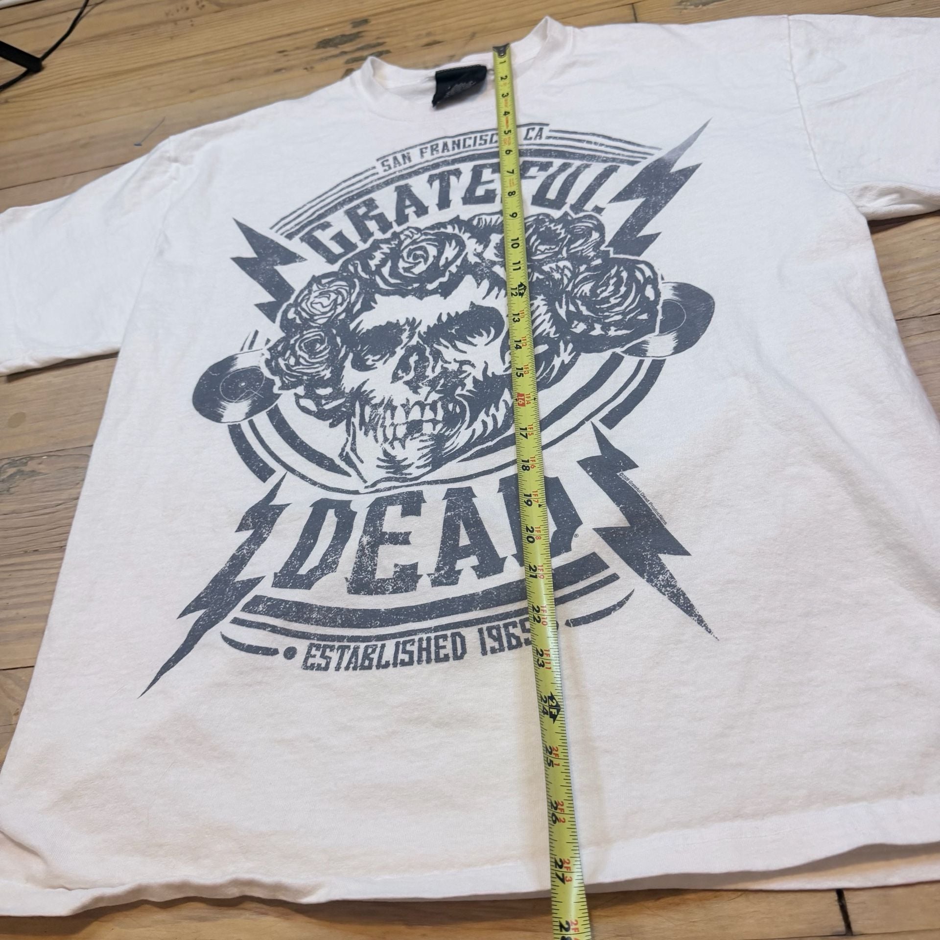 Zion Rootswear Grateful Dead T-Shirt Size L White Skull Roses 6