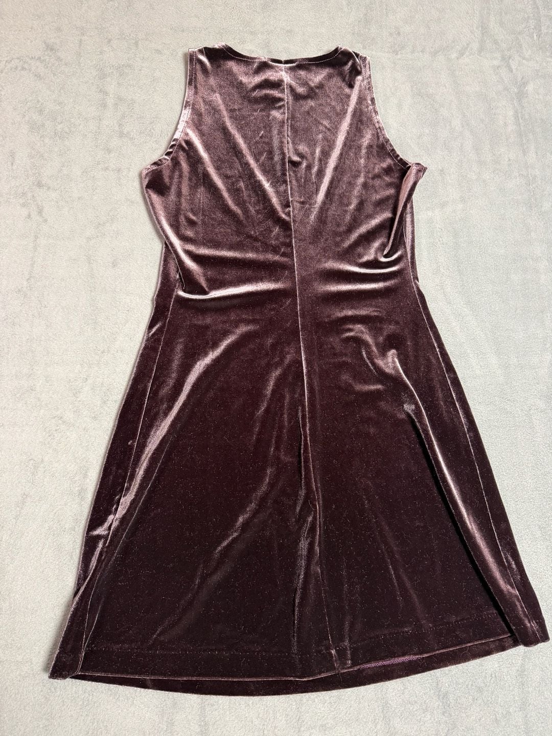 Vintage 90s Marian & Maral Purple Velvet Mini Dress Sleeveless Stretch A Line 4