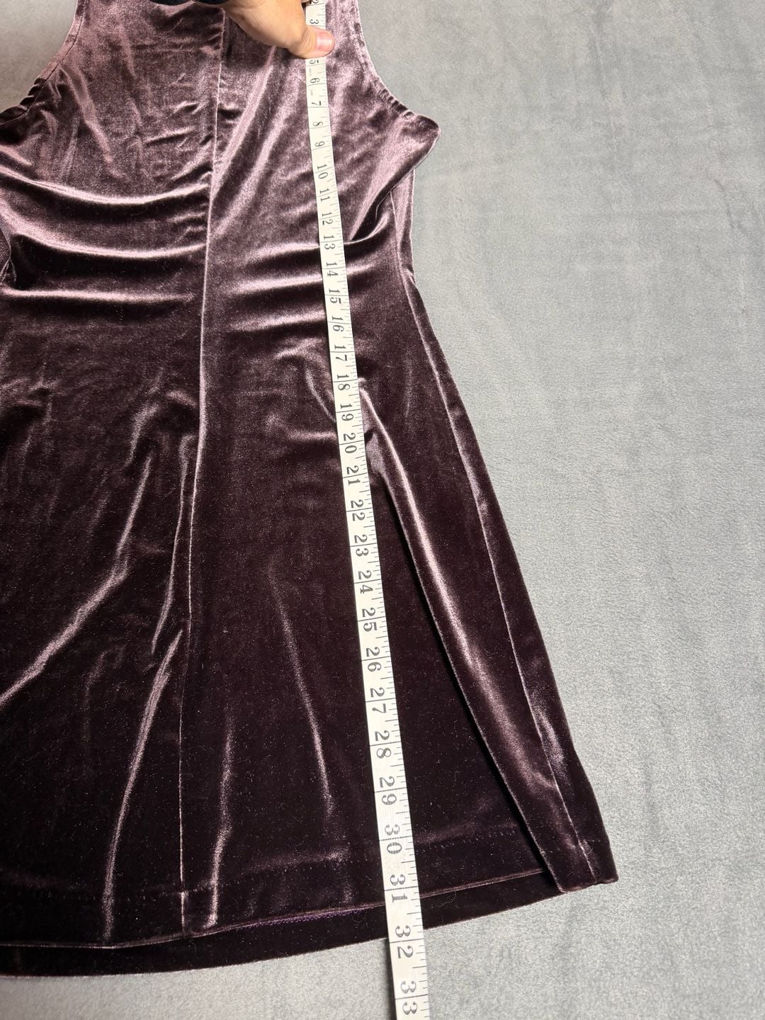 Vintage 90s Marian & Maral Purple Velvet Mini Dress Sleeveless Stretch A Line 6