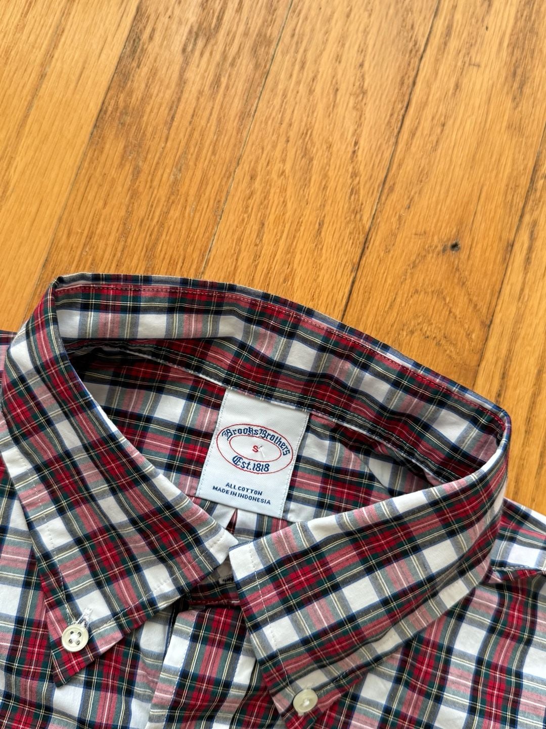 Brooks Brothers Plaid Button Down Shirt Size S Red White Black Long Sleeve 3