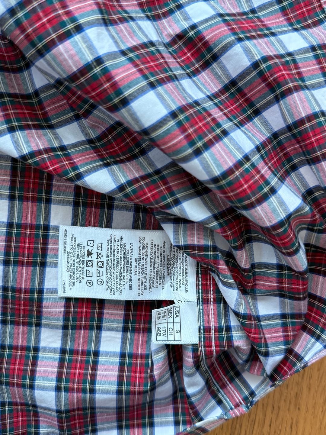 Brooks Brothers Plaid Button Down Shirt Size S Red White Black Long Sleeve 7