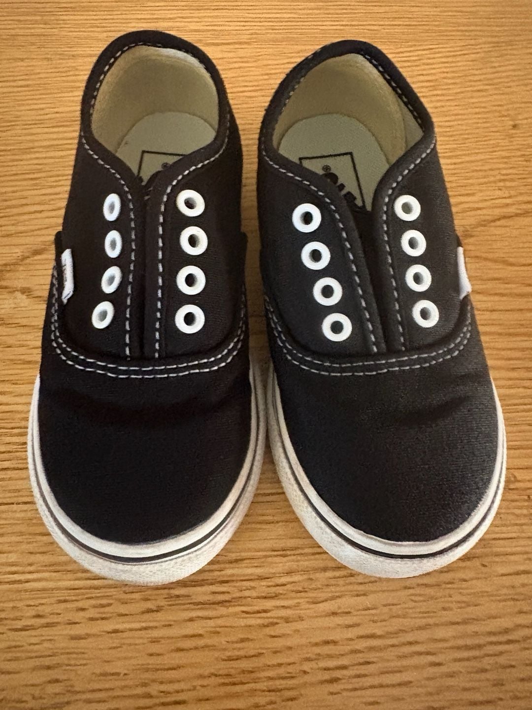 Vans Kids Authentic Slip-On V Toddler Size 8 Black Canvas Shoes 2
