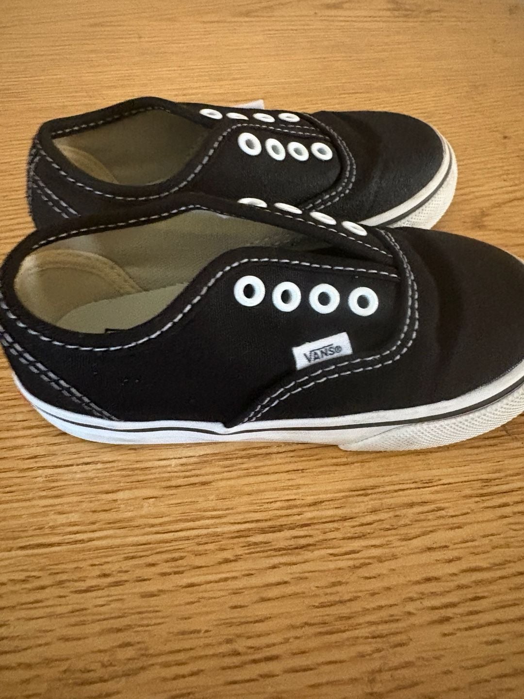Vans Kids Authentic Slip-On V Toddler Size 8 Black Canvas Shoes 3