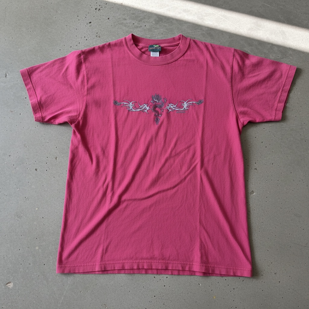 Gecko Hawaii Dragon T-Shirt Pink Tribal Graphic Short Sleeve 2