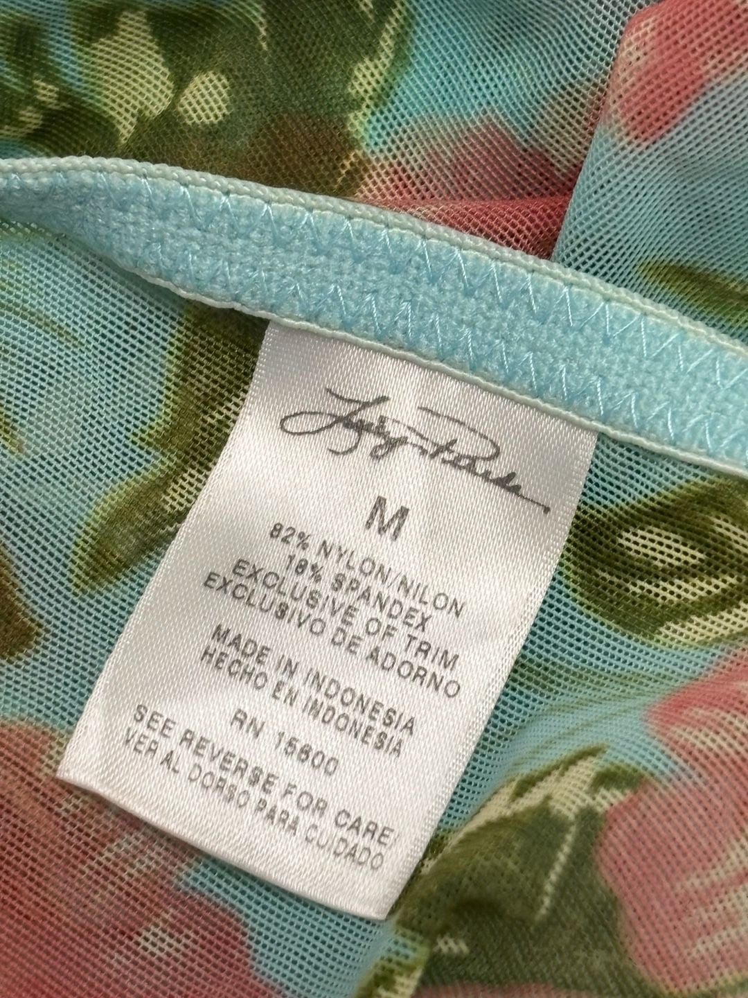 Kathy Ireland Floral Mesh Cami Top Size M Blue Pink Spaghetti Straps 3