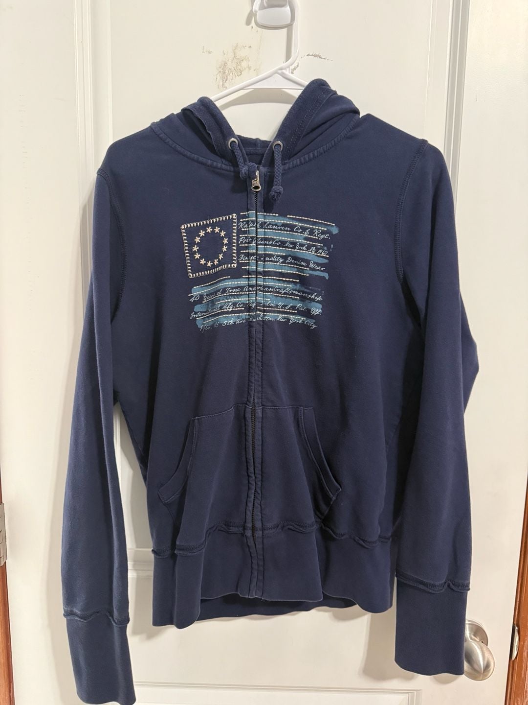 Polo Jeans Company Full Zip Hoodie Jacket Size L Navy Blue 2