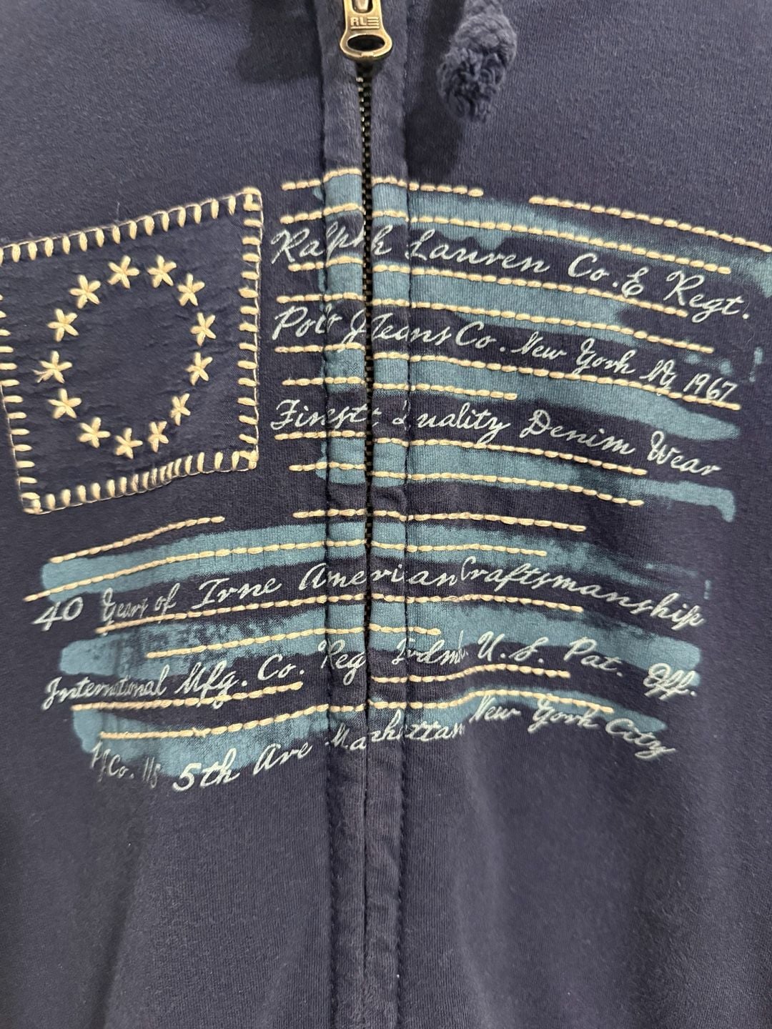 Polo Jeans Company Full Zip Hoodie Jacket Size L Navy Blue 3