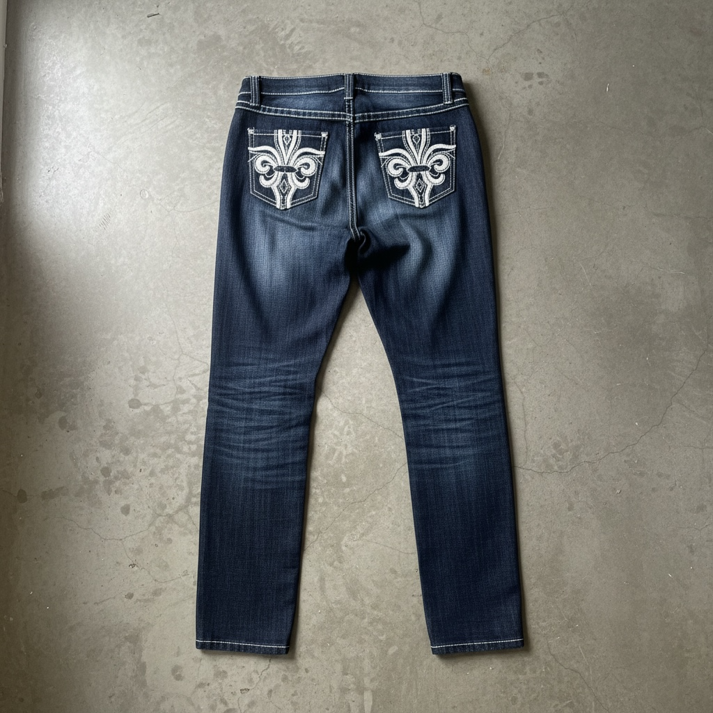 Revolution by Revolt Jeans Size 7 Dark Wash Embellished Flap Back Pockets 2