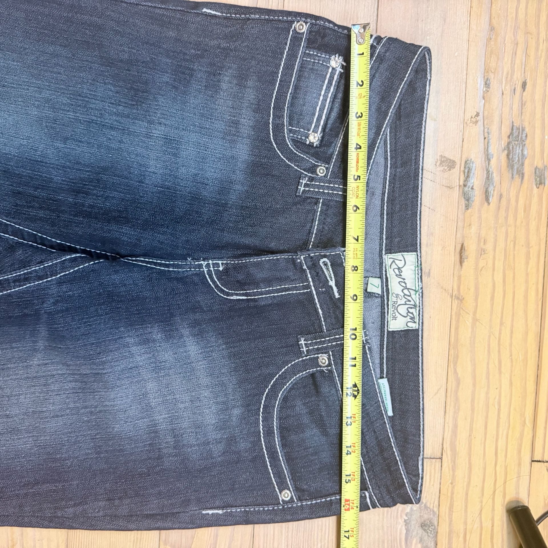 Revolution by Revolt Jeans Size 7 Dark Wash Embellished Flap Back Pockets 7