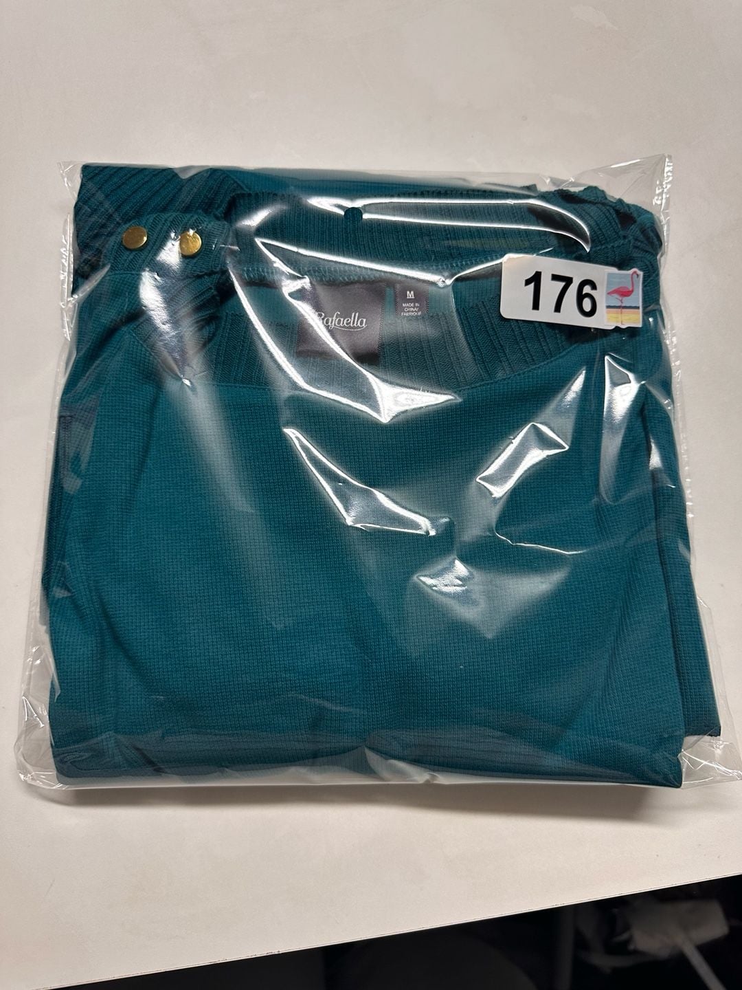 Rafaella Tunic Size M Teal Asymmetrical Long Sleeve Gold Button 8