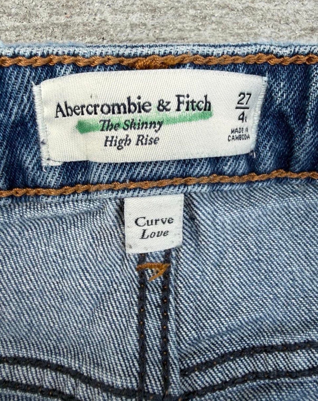 Abercrombie & Fitch Curve Love The Skinny High Rise Size 27 Blue Denim Jeans 4
