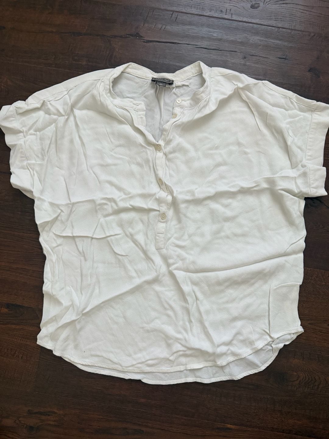 Point Sur White Short Sleeve Button Down Shirt Top Size M 3