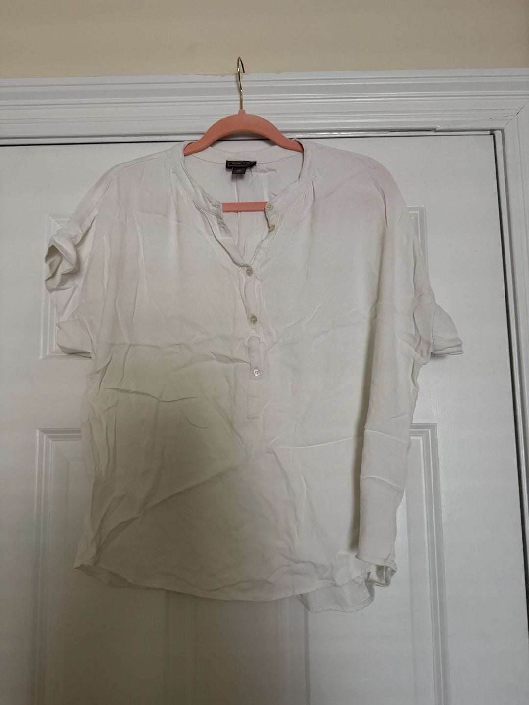 Point Sur White Short Sleeve Button Down Shirt Top Size M 2