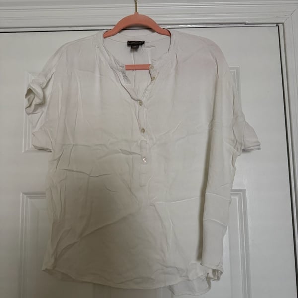 Point Sur White Short Sleeve Button Down Shirt Top Size M