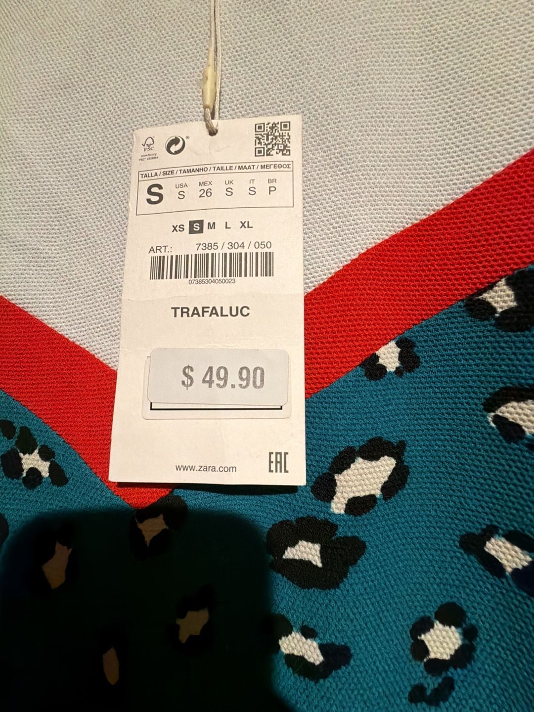 Zara Trafaluc Animal Print Dress Size S Green White Red 3