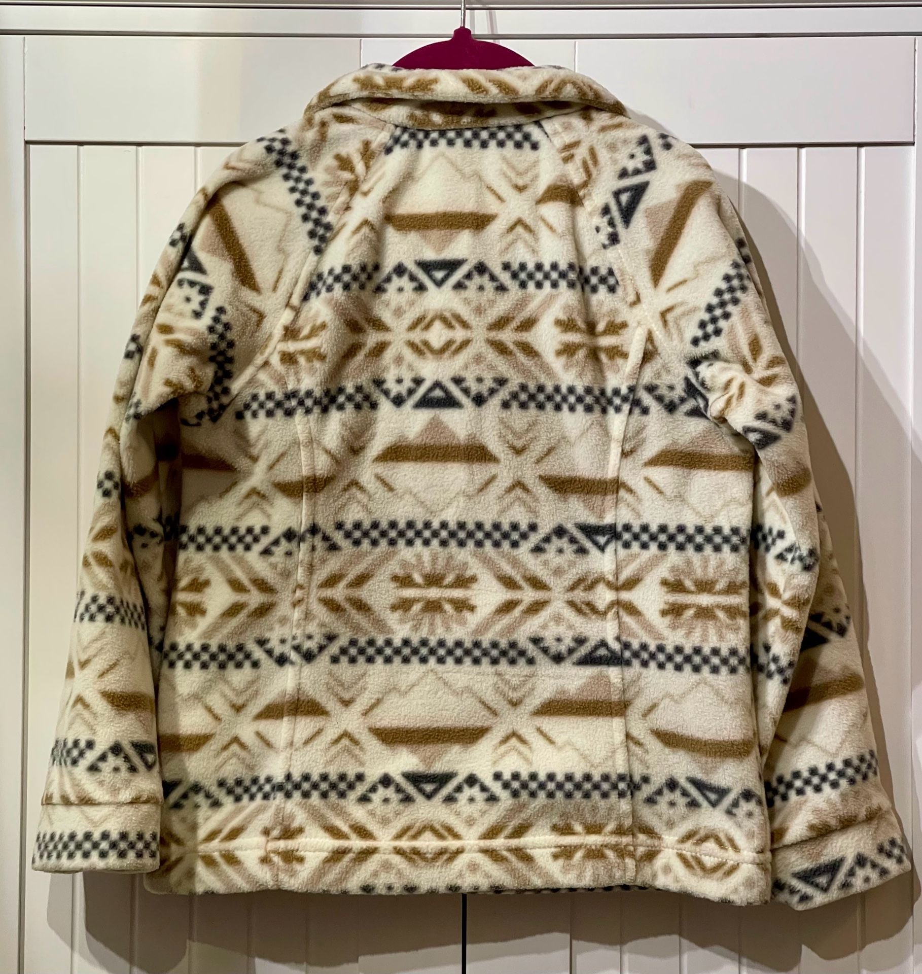 Columbia Benton Springs Printed Full Zip Fleece Jacket XS (6/8) White Brown 3