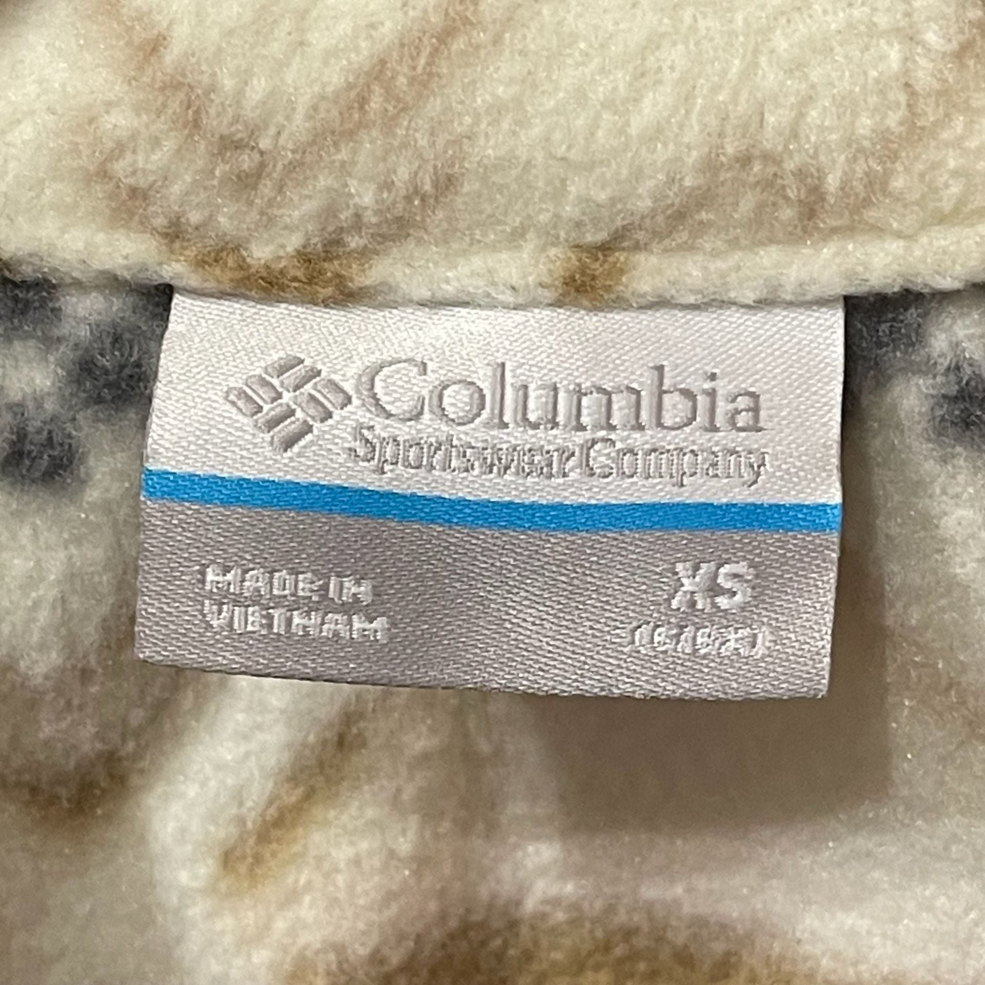 Columbia Benton Springs Printed Full Zip Fleece Jacket XS (6/8) White Brown 6