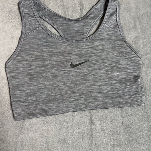 Nike Sports Bra Size M Gray Dri-FIT Racerback Workout Athletic