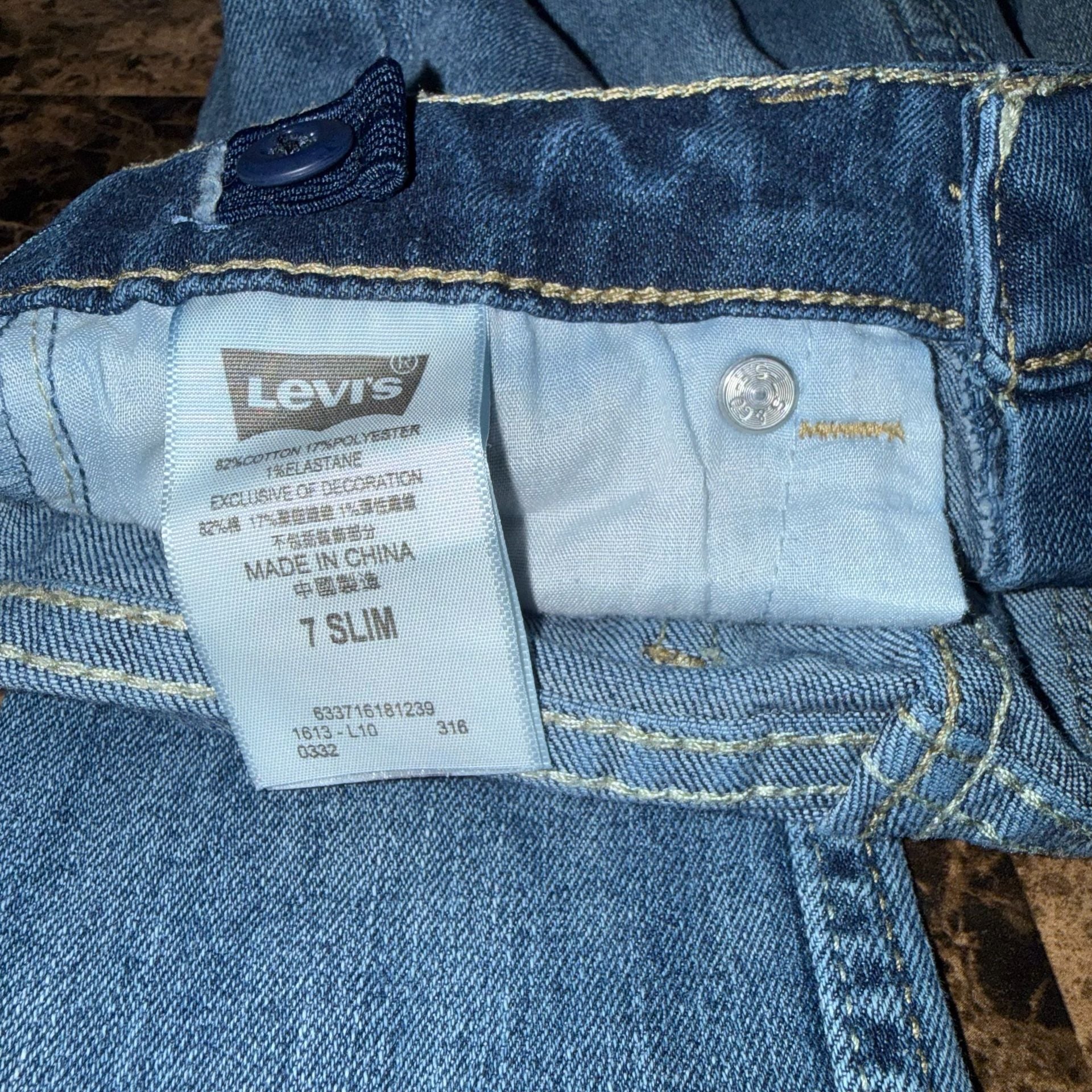 Girls Levi's 711 Skinny Distressed Jeans Blue Denim Size 7 Slim 3