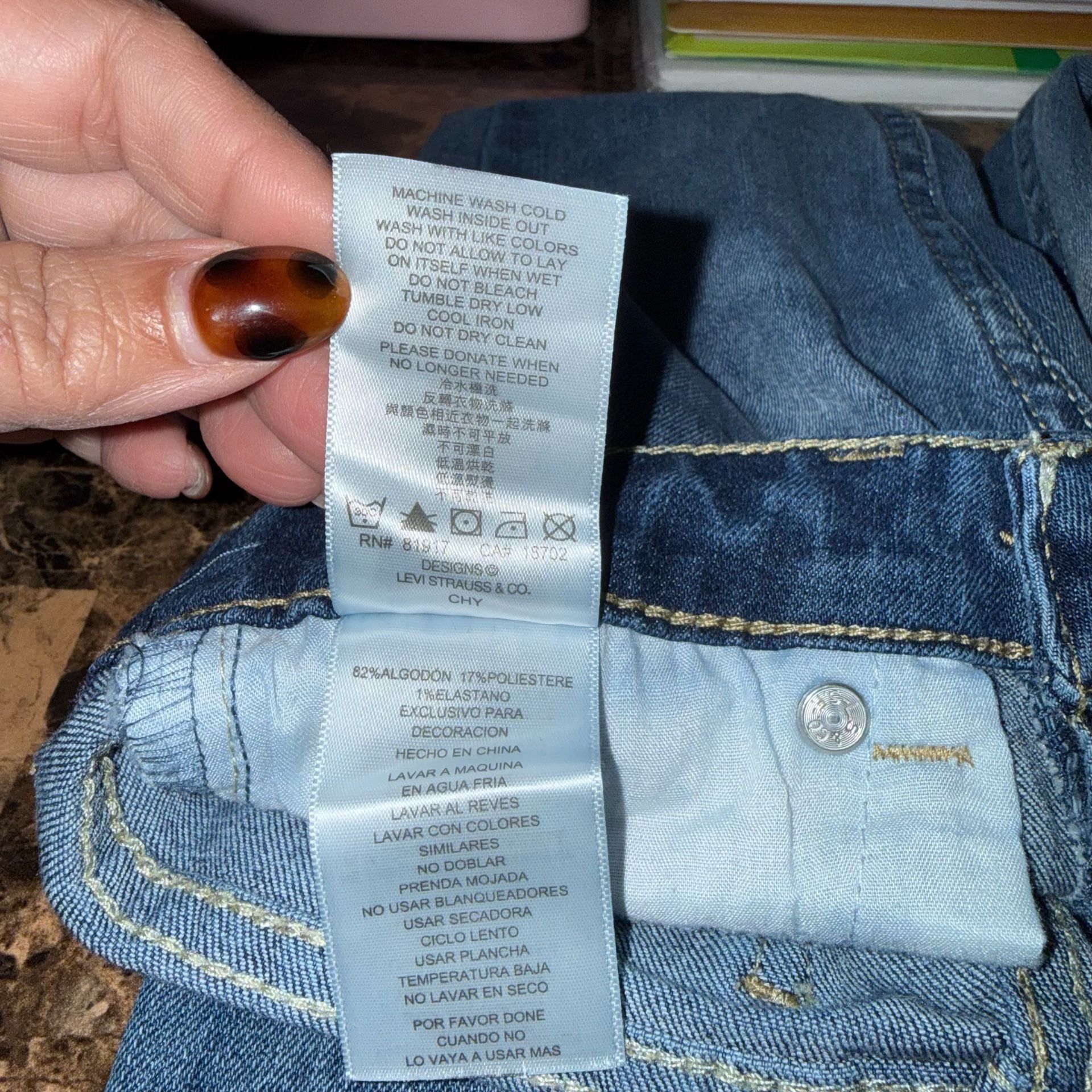 Girls Levi's 711 Skinny Distressed Jeans Blue Denim Size 7 Slim 8