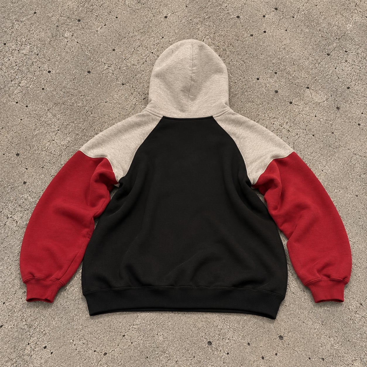 Colorblock Raglan Hoodie Black Red Gray Pullover Sweatshirt 3