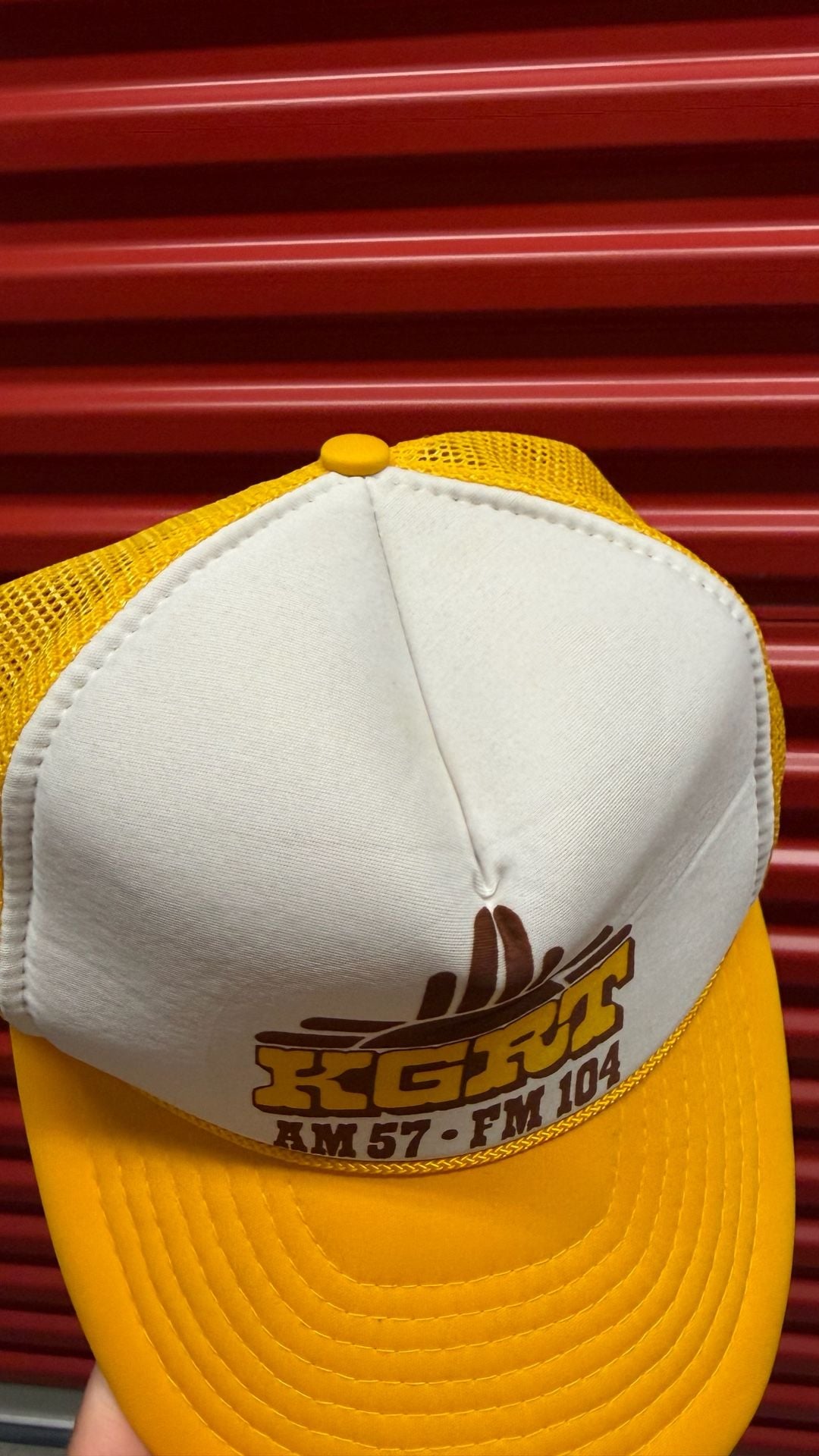 Nissin KGRT AM 57 FM 104 Radio Trucker Hat Vintage Yellow Snapback Cap 5