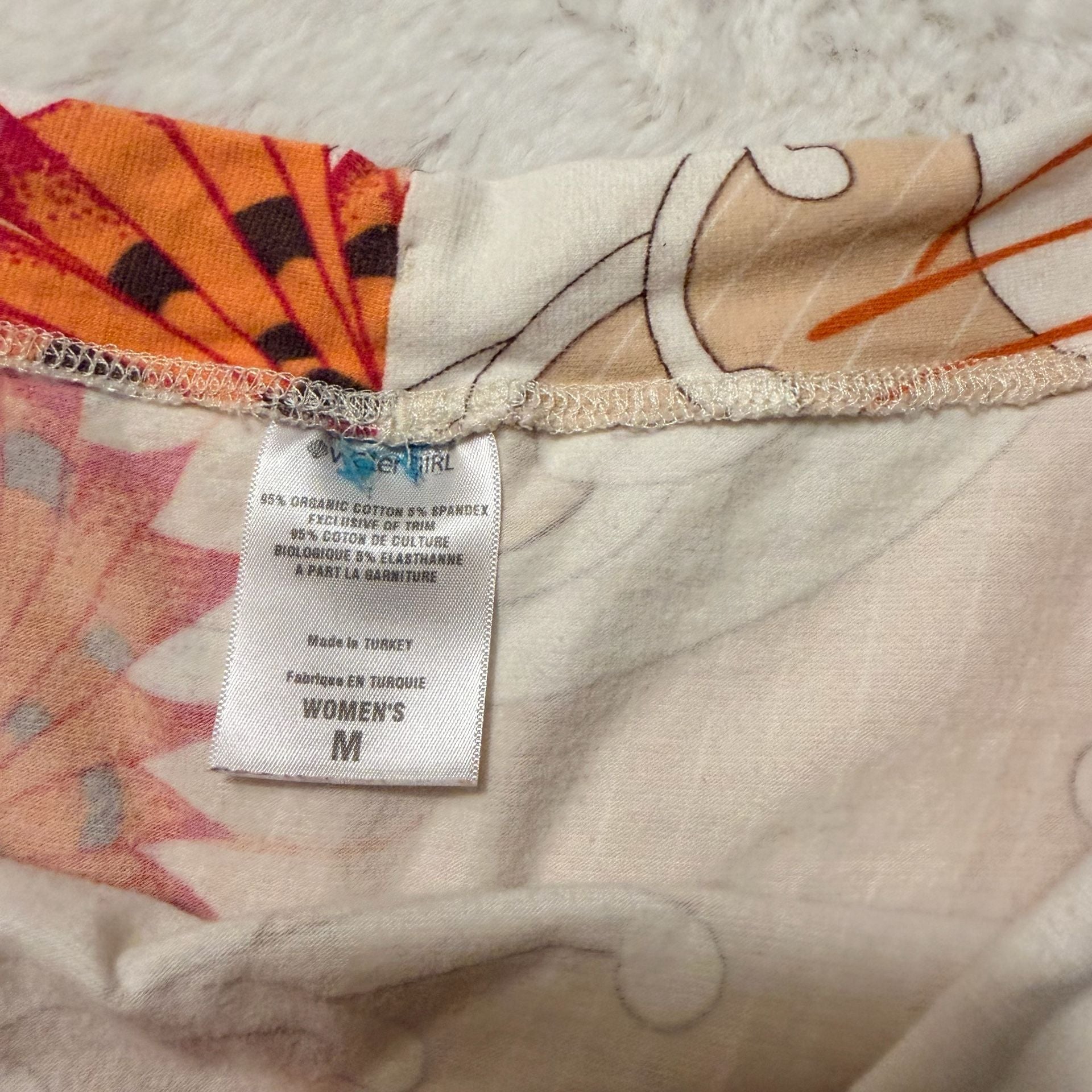 Vintage Lionfish Print Drawstring Skirt Orange Beige 8
