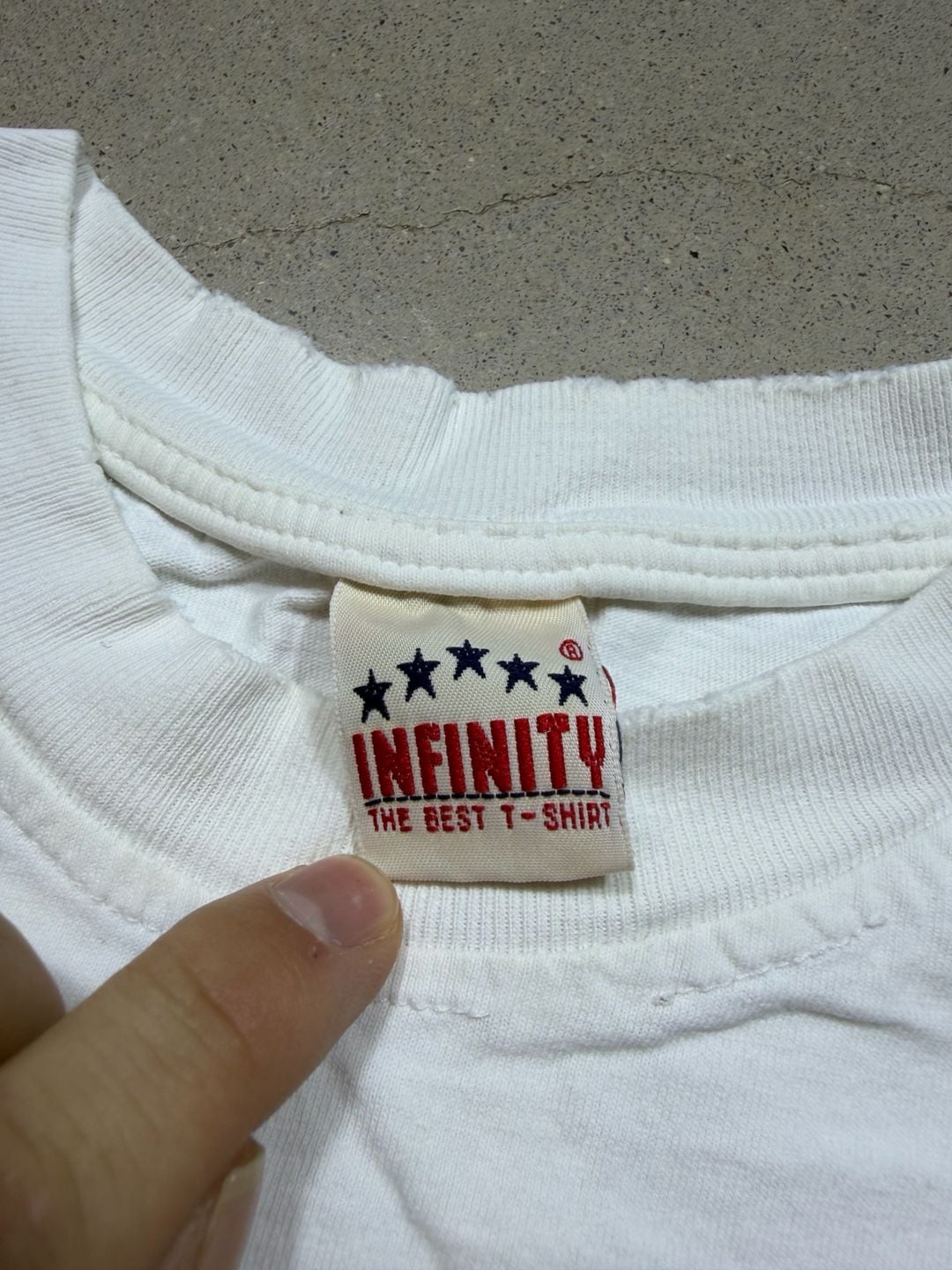 Vintage Infinity Thailand Graphic T-Shirt White 90s Souvenir Tee Size M 6